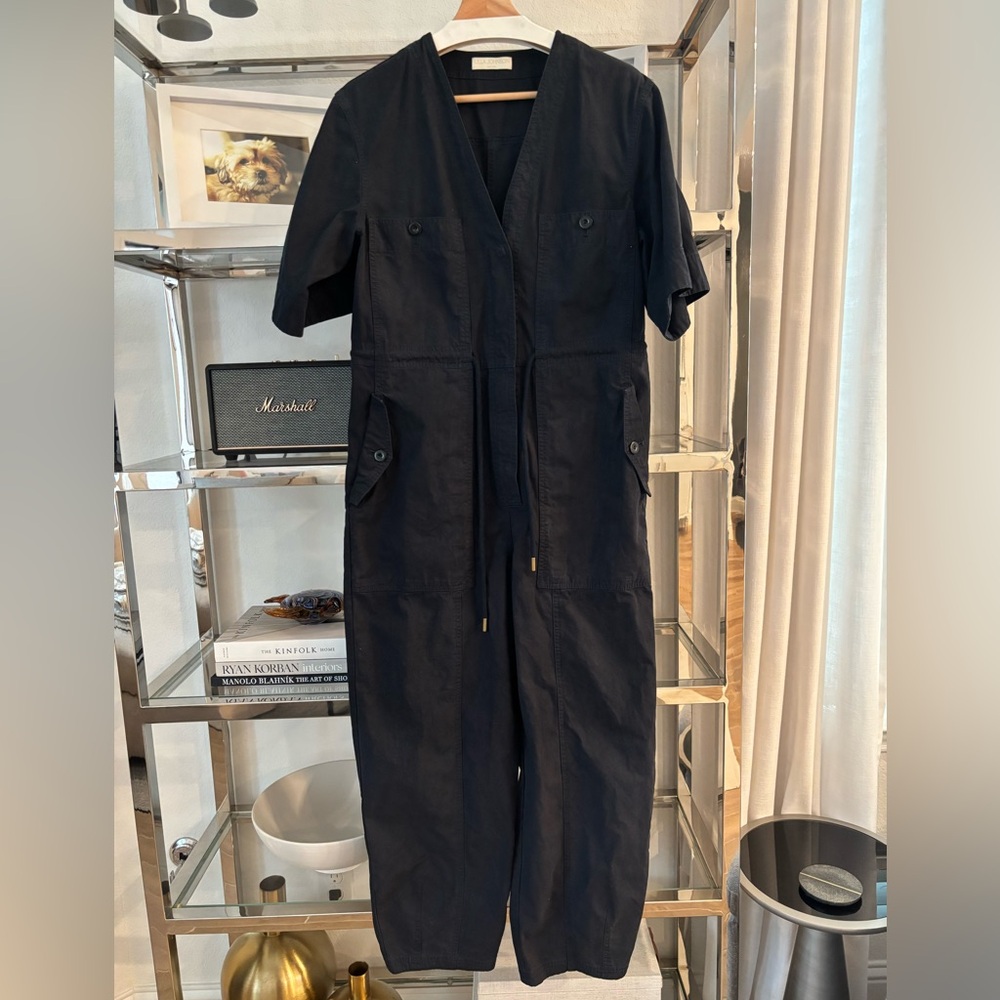 Ulla Johnson Navy V‑Neck Cotton Jumpsuit - Picture 3 of 8